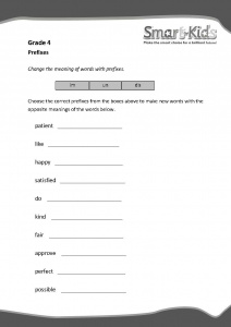 worksheet grade comprehension 1 english for Prefixes  4 English Grade Smartkids Worksheet: